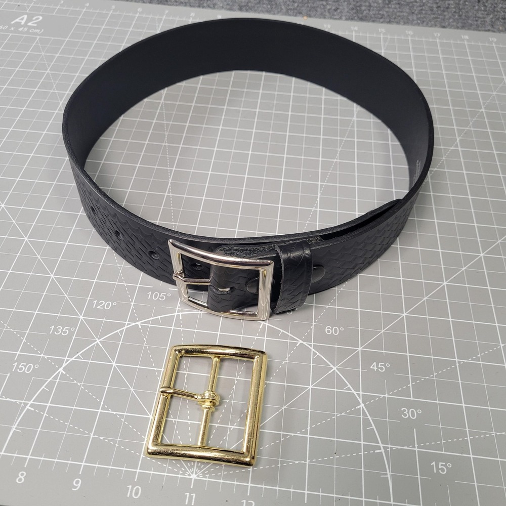 Perfect Fit Leather Belt Mens 28 Black 1.75 Garrison Basketweave w/ Extra Buckle